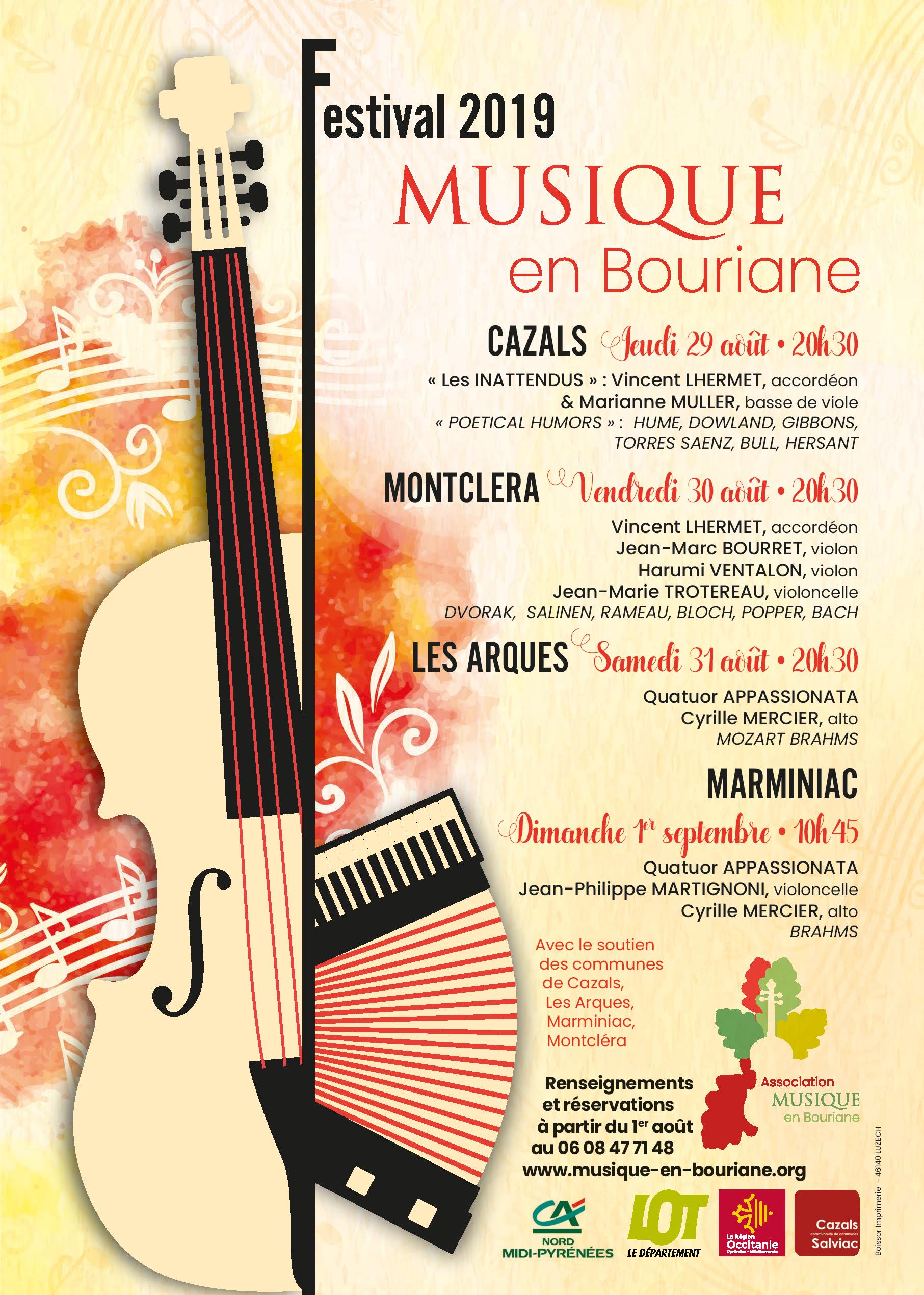 Affiche du Festival 2019 Msique en Bouriane