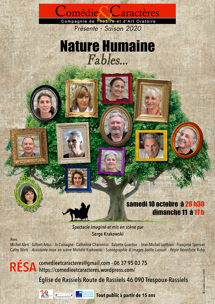 Comedie-et-Caracteres-compagnie de theatre et d art oratoire-presente Nature humaine fables - Eglise de Rassiels octobre-2020