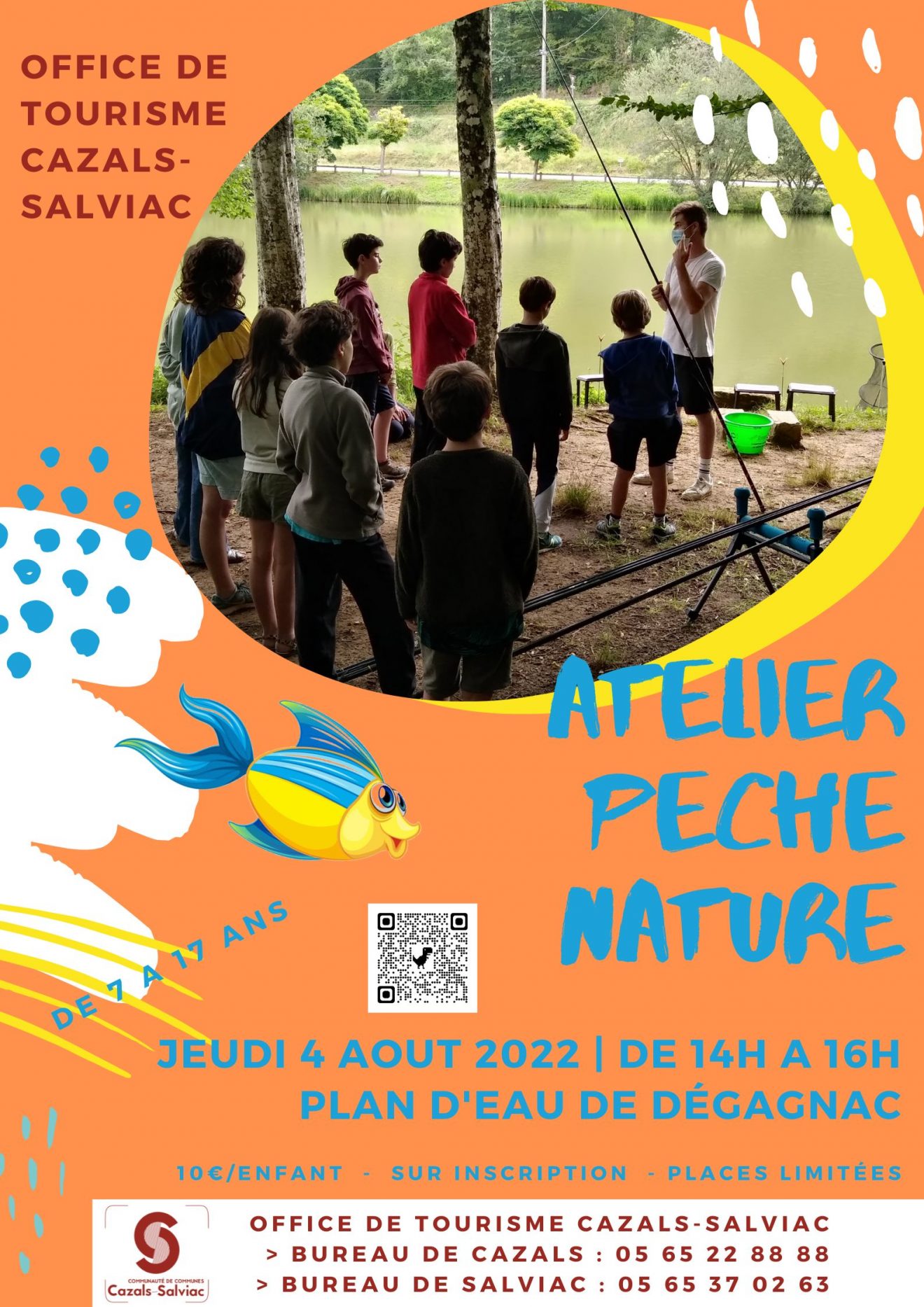 Atelier pêche nature enfants à Dégagnac le 4 aout 22