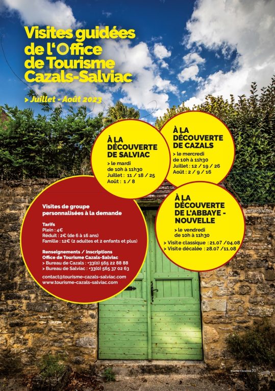 visites guidées de l'Office de Tourisme Cazals-Salviac 2023