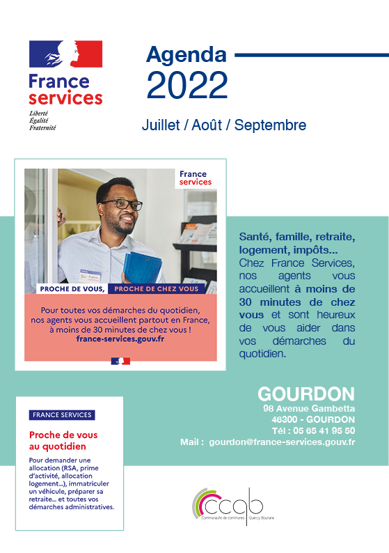 France Services à Gourdon, découvrez l'agenda de Juillet, Août et Septembre