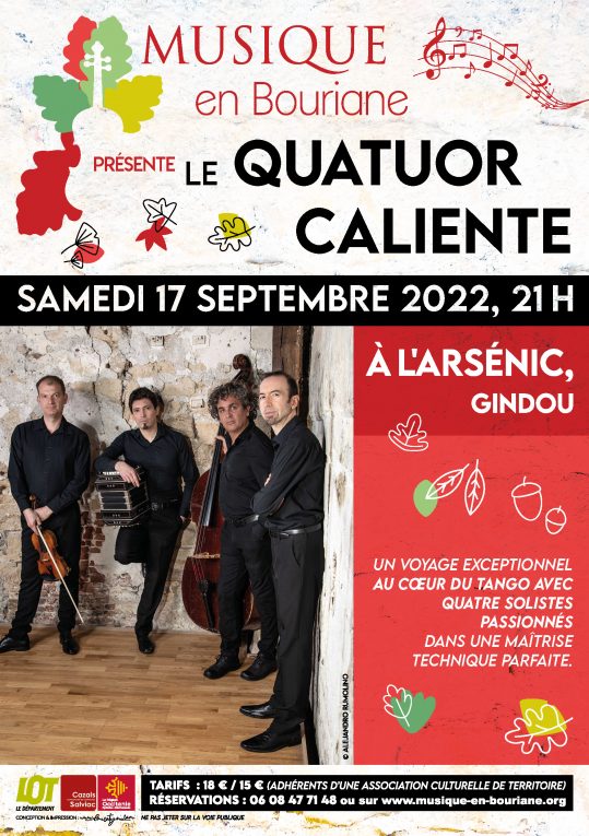 Le Quatuor Caliente - 17 septembre - Arsénic
