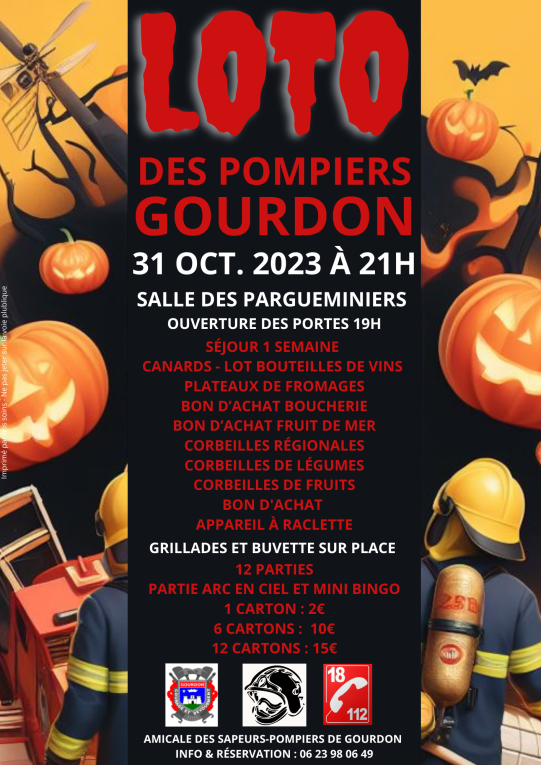 Loto pompiers Gourdon 31/10/2023